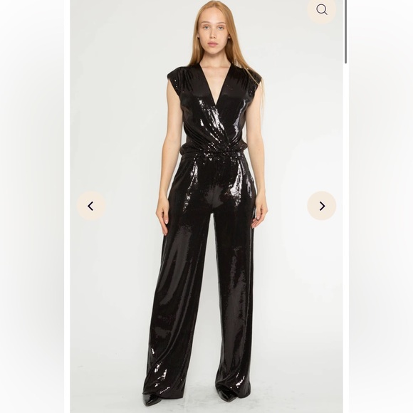 Riley Radar Black Sequin Classic Jumpsuit, SZ 1, petite - Picture 3 of 5
